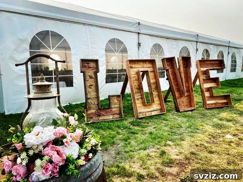 31 Adorable Rustic Wedding Ideas 13 Giant LOVE Letters as Wedding Decor