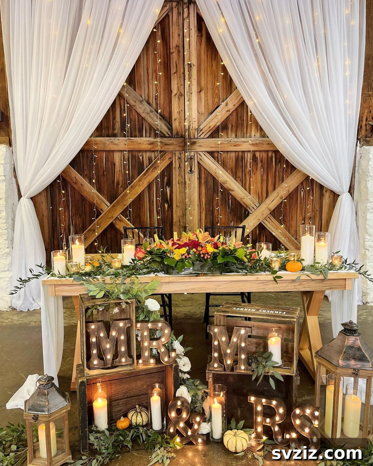 31 Adorable Rustic Wedding Ideas 16 Romantic Rustic Wedding Table with Lanterns and Florals