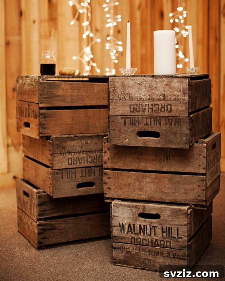 31 Adorable Rustic Wedding Ideas 5 Stacked Rustic Wooden Box Wedding Decor with Candles