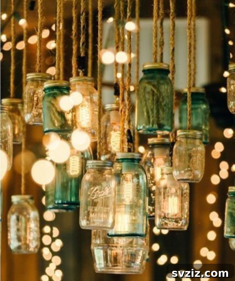 31 Adorable Rustic Wedding Ideas 7 Charming Hanging Mason Jar Decor for Country Weddings