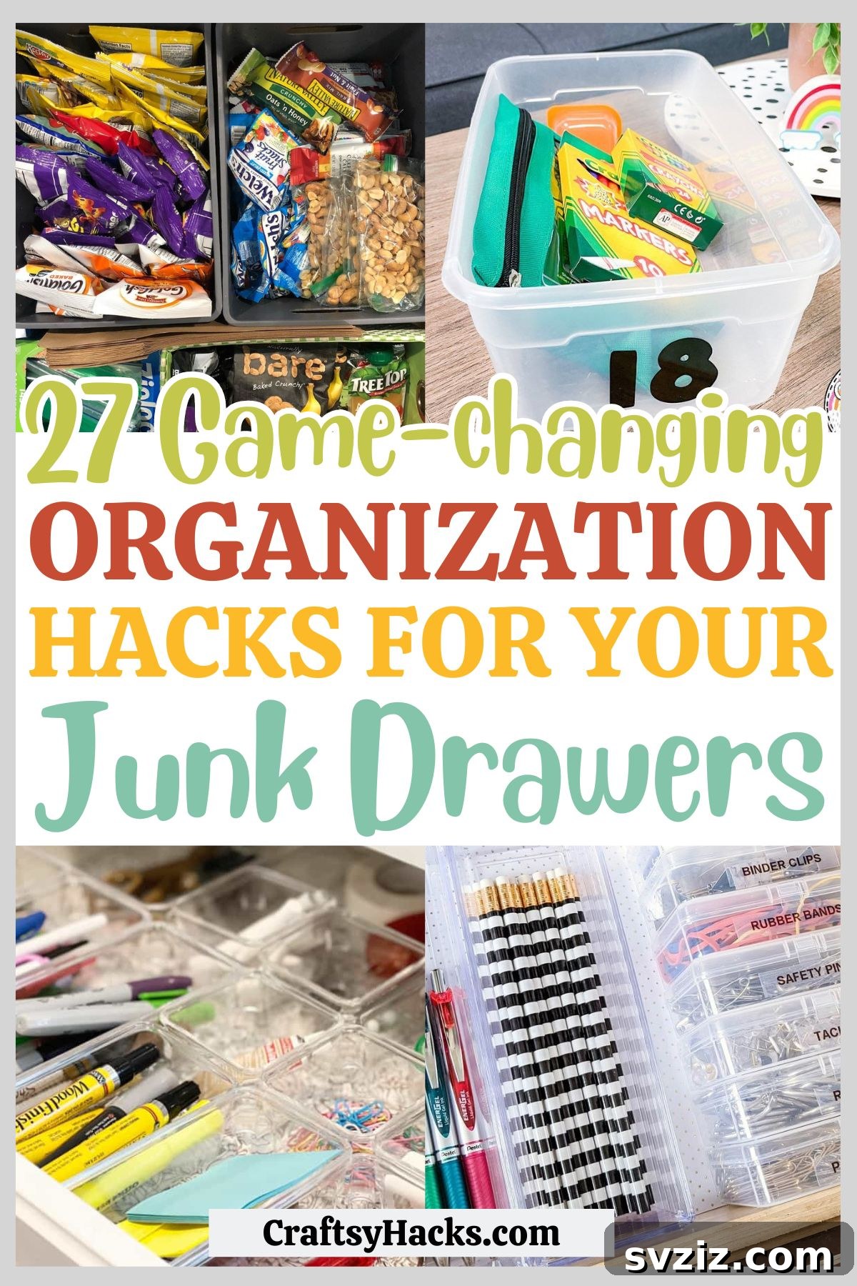 27 Smart Solutions for Organizing Clutter 2 Junk Drawer Organizing Hacks - A collection of smart solutions for decluttering and organizing messy drawers and closets, transforming chaotic spaces into tidy, functional areas with ease.