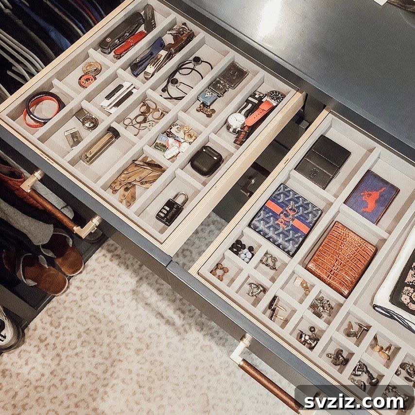 27 Smart Solutions for Organizing Clutter 17 Custom Drawer Inserts - A kitchen drawer perfectly fitted with custom wooden inserts, creating tailored compartments for utensils and kitchen tools.