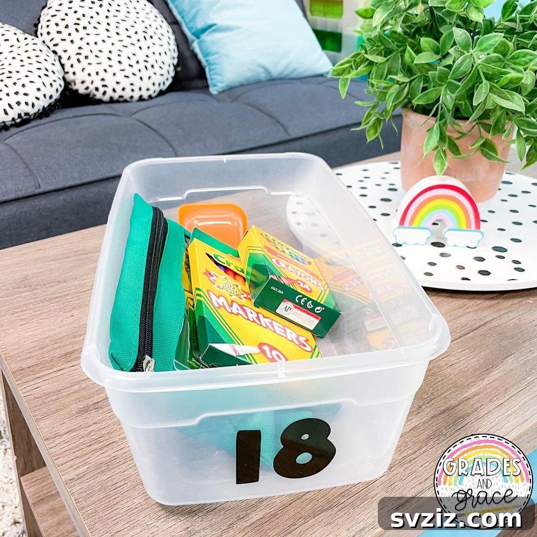 27 Smart Solutions for Organizing Clutter 9 Kids Desk Organization Box - A desk or craft area featuring a dedicated organization box filled with children's art supplies like crayons, markers, and glue sticks, all neatly contained.