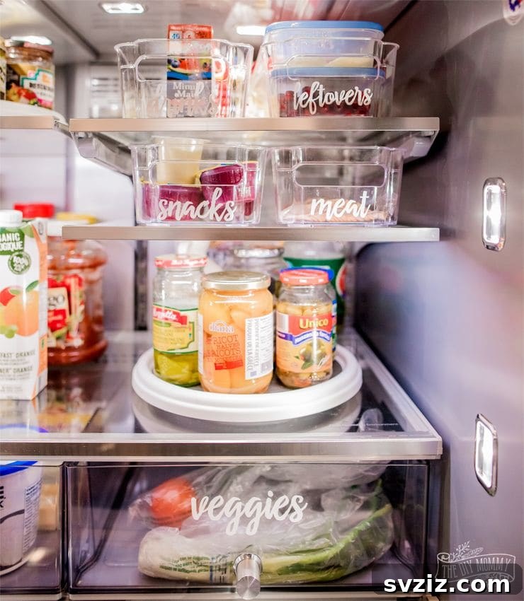 Refrigerator shelf with a turntable organizing condiments and small jars