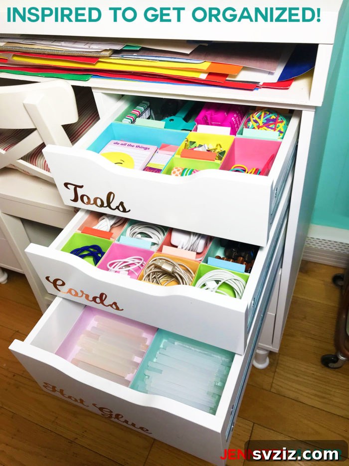 17 Genius School Office Organization Hacks 18 Custom-made cardboard drawer dividers organizing various office supplies in a drawer.