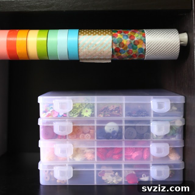 Daiso Tension Rods for Craft Supply Storage