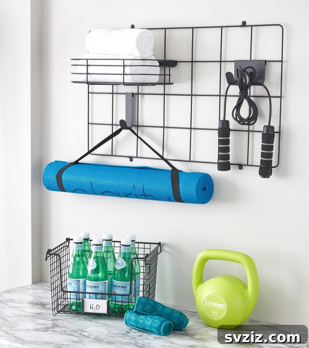 21 Genius Solutions for Home Gym Organization 6 hanging organizer