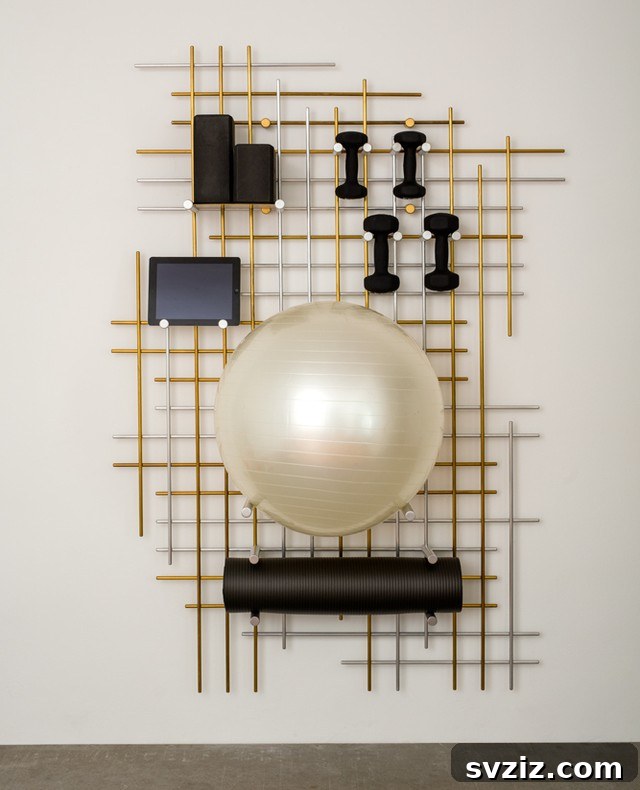 21 Genius Solutions for Home Gym Organization 7 wall storage system