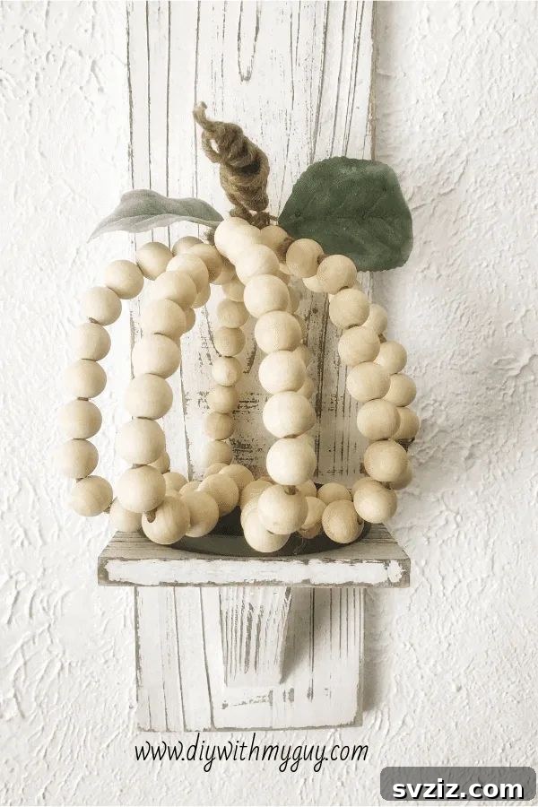  DIY Farmhouse Wood Beaded Pumpkin