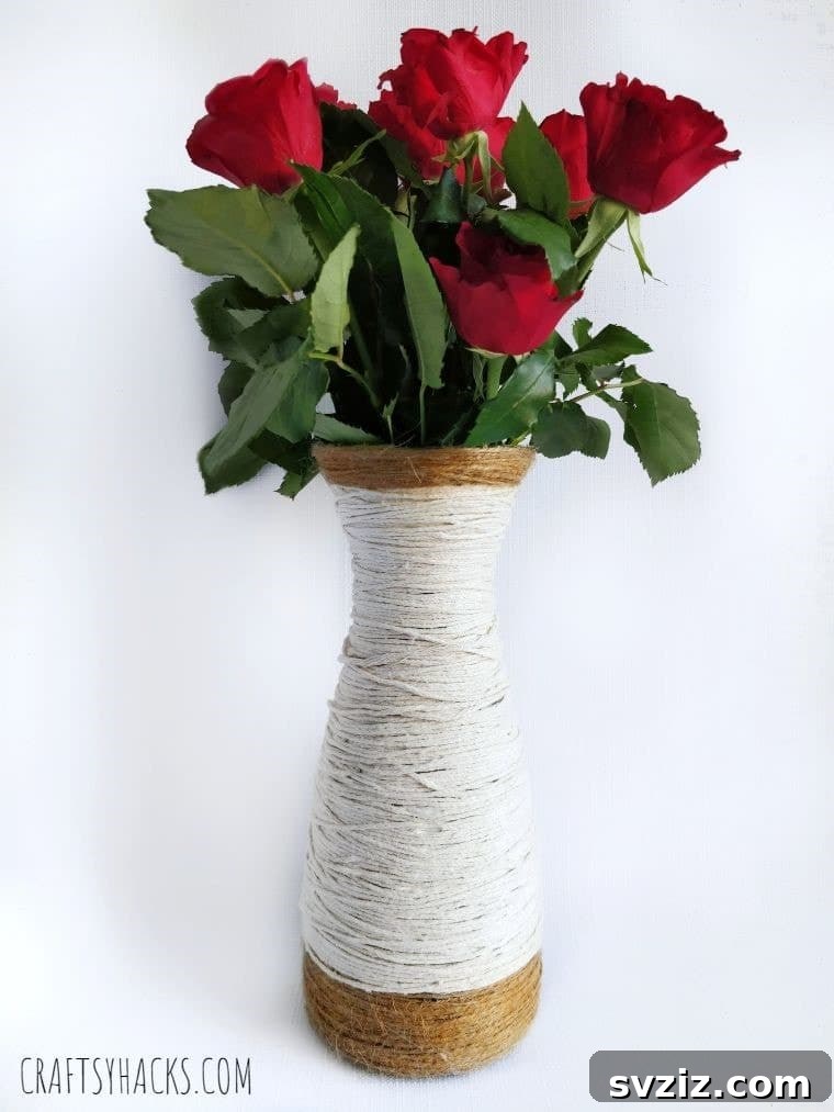arn-Wrapped DIY Glass Vase