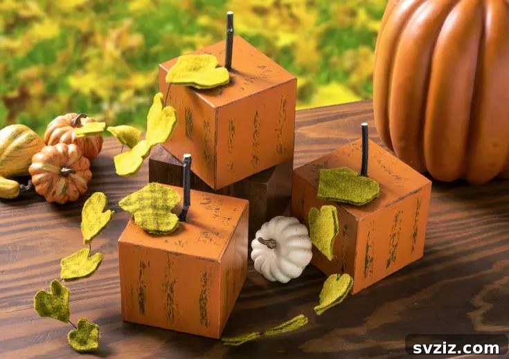 DIY Wood Block Pumpkins