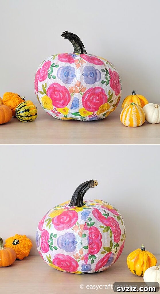 Easy Decoupage Pumpkin With Napkins
