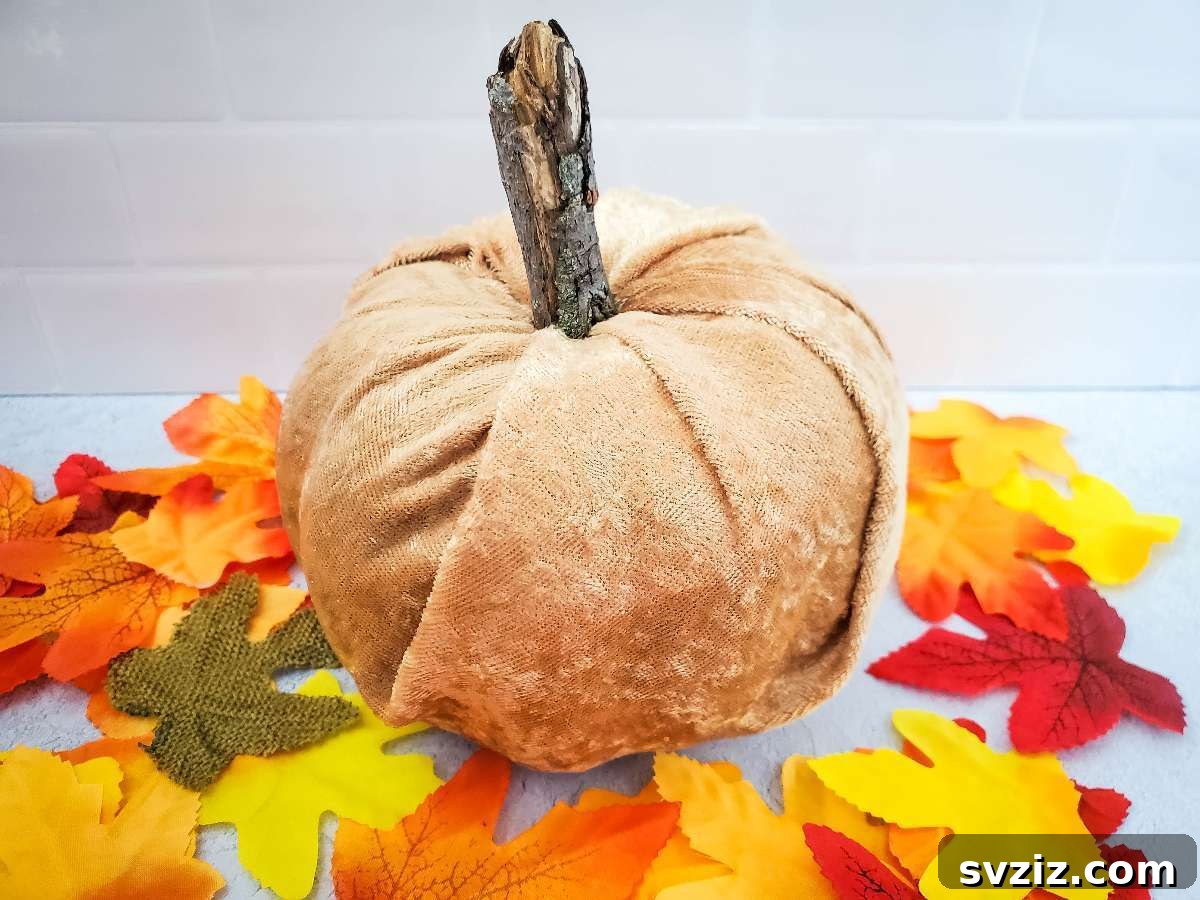 Stylish No Sew Velvet Pumpkin for Fall