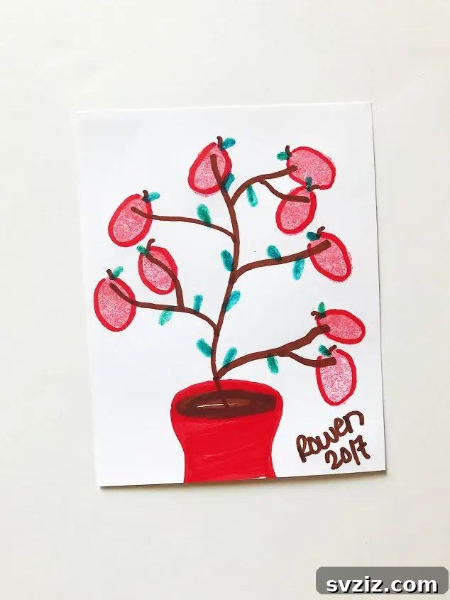 DIY Apple Tree Thumbprint Magnet
