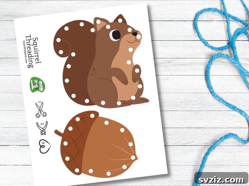 Squirrel & Acorn Sewing Cards