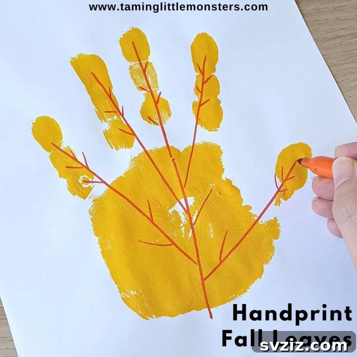 Handprint Fall Leaves Art