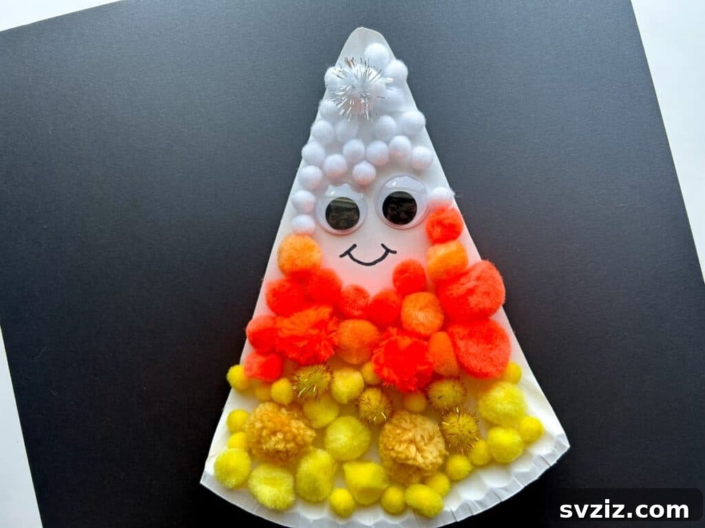 Candy Corn Pom Pom Craft