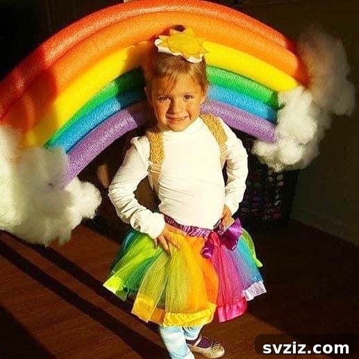 Vibrant DIY Rainbow Halloween Costume with Pool Noodles