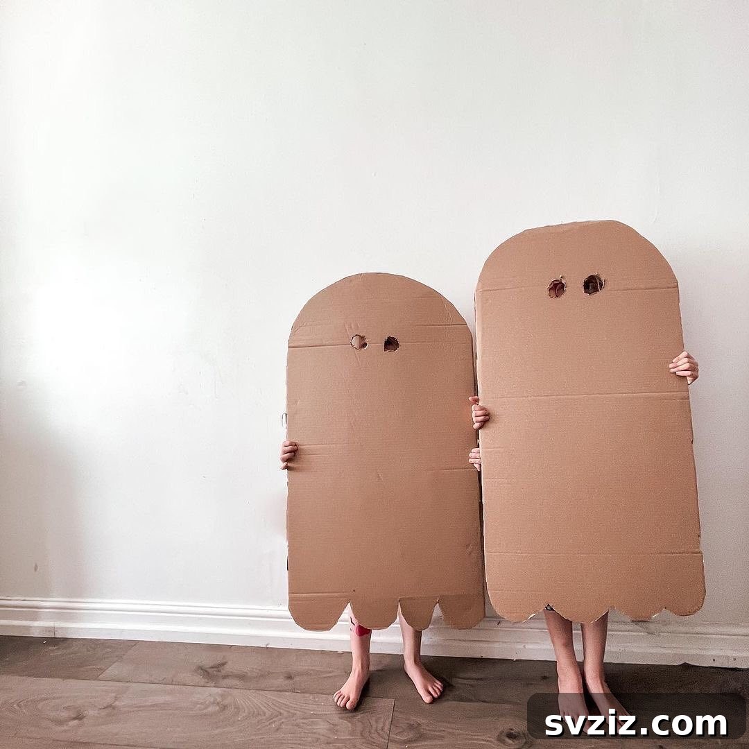 Easy DIY Cardboard Ghost Halloween Costume