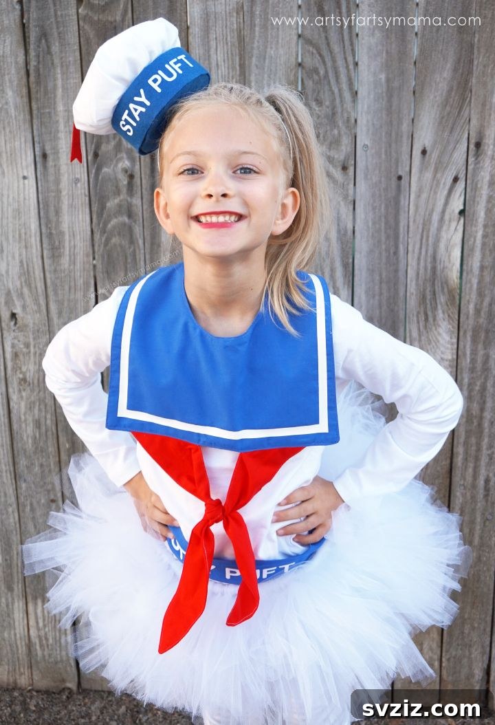 DIY Girly Stay Puft Marshmallow Man Costume for Girls