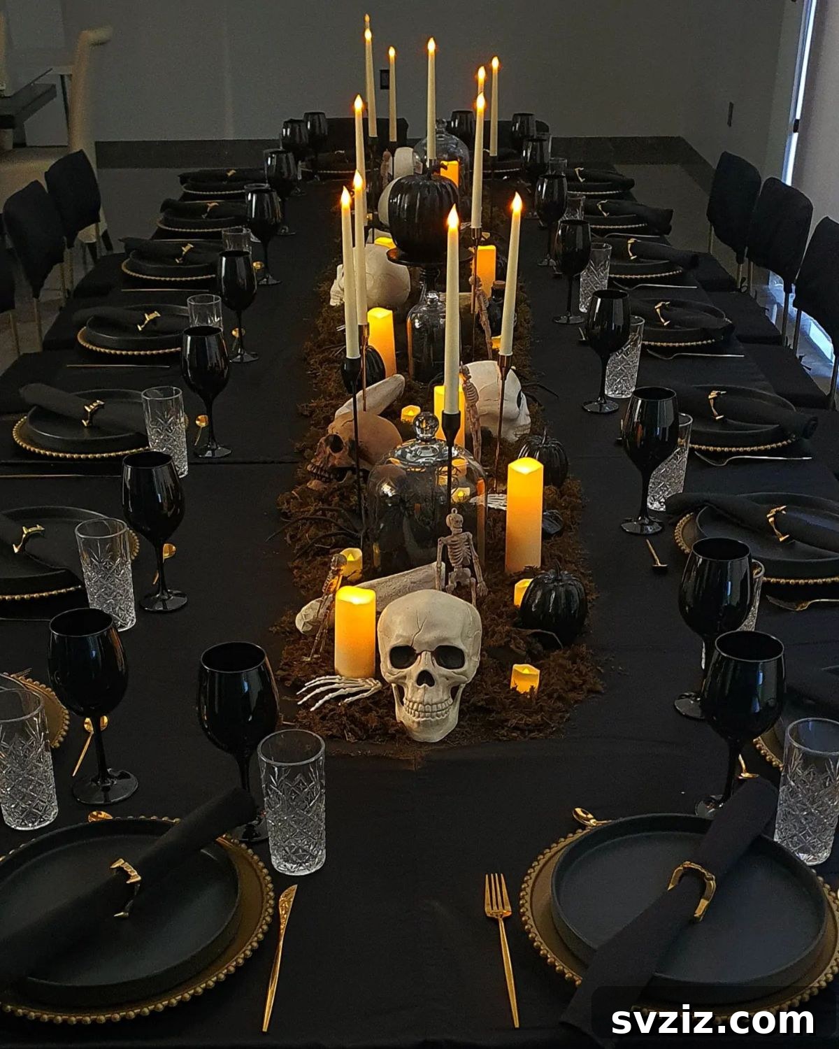 Transform Your Table: Haunting Halloween Decor Inspirations 8 skull and candles
