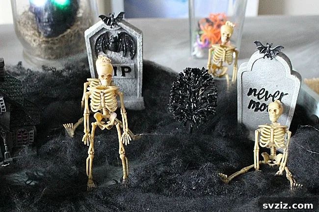 Spine-Chilling Interiors: 31 Scary Halloween Decor Ideas 6 Spooky Skeleton Graveyard