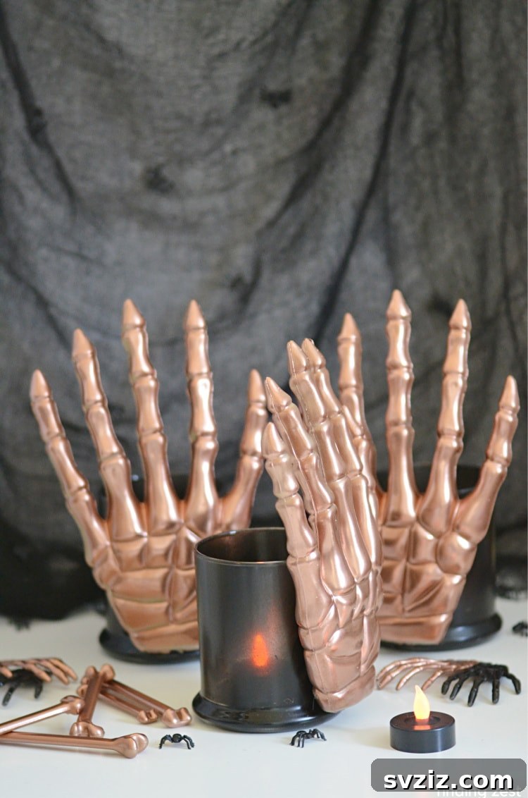 Spine-Chilling Interiors: 31 Scary Halloween Decor Ideas 10 DIY Skeleton Candle Holders