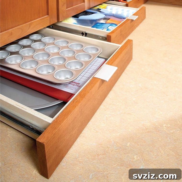 DIY under-cabinet drawers for increased kitchen storage