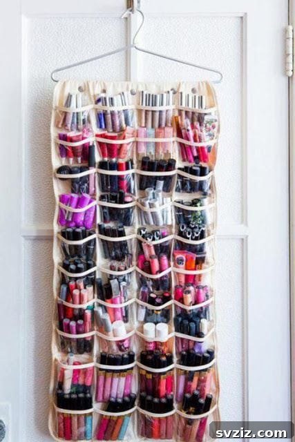 Behind-the-door makeup organizer for small bathrooms