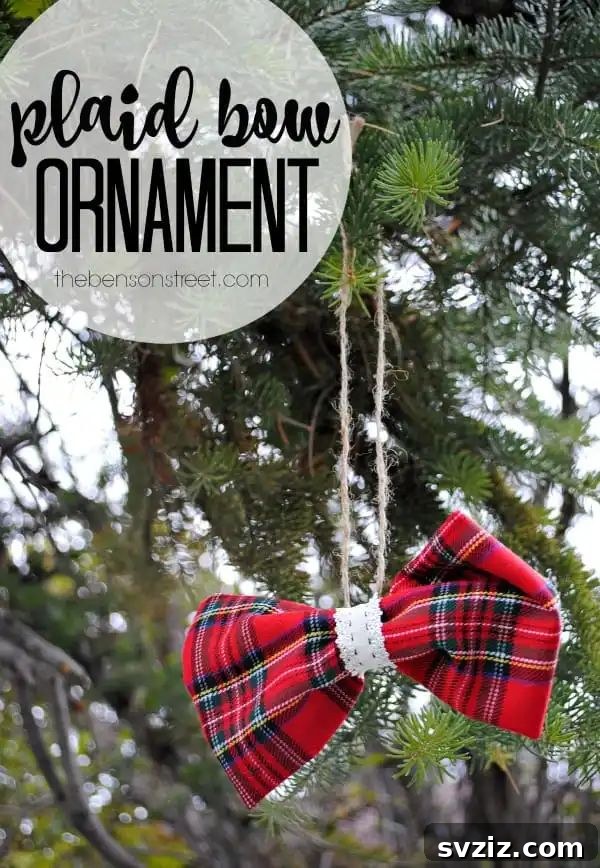 41 Quick & Easy Christmas Crafts to Finish in 15 Minutes 21 Classic Plaid Bow Ornament for a Cozy Christmas Tree