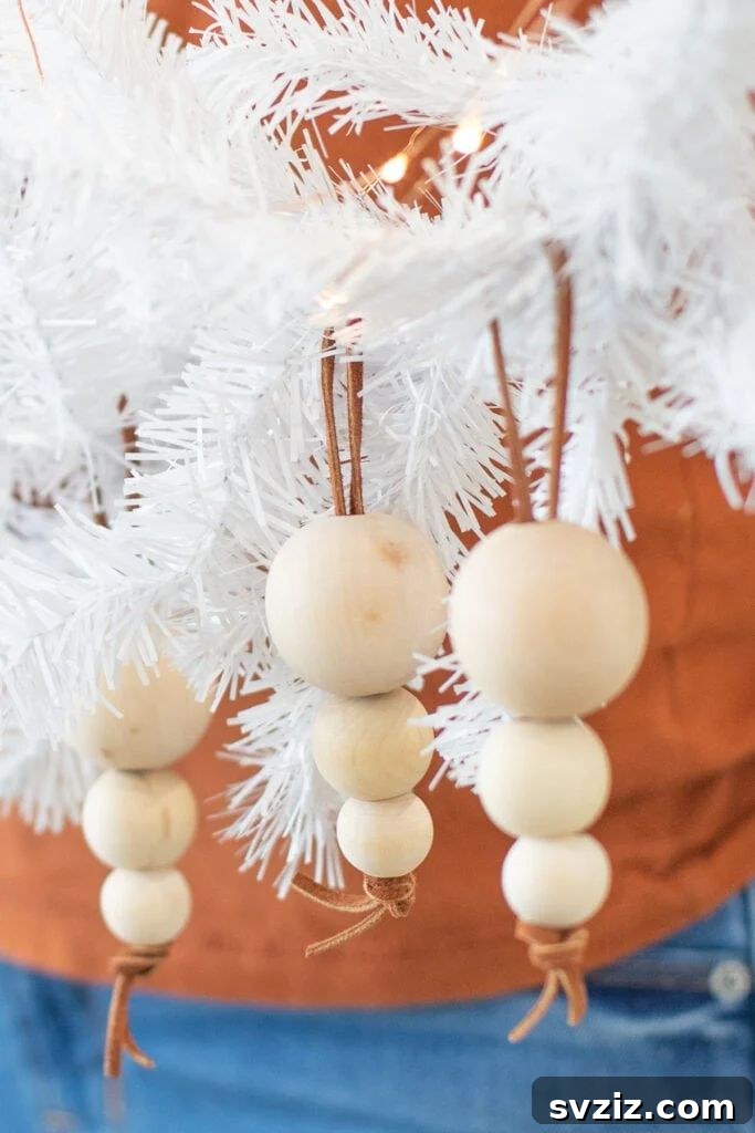 41 Quick & Easy Christmas Crafts to Finish in 15 Minutes 28 Elegant DIY Wood Ornaments with Beads and Leather Cord