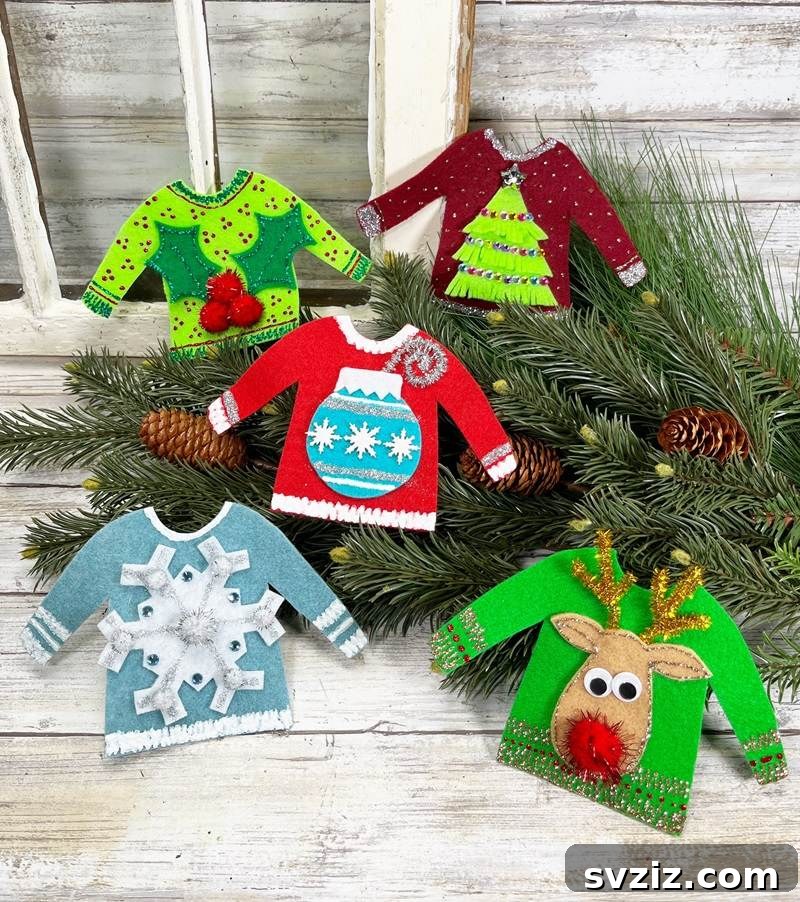 41 Quick & Easy Christmas Crafts to Finish in 15 Minutes 29 Whimsical Personalized Ugly Christmas Sweater Ornaments