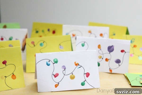 41 Quick & Easy Christmas Crafts to Finish in 15 Minutes 36 Personalized Fingerprint Christmas Lights Card Keepsake