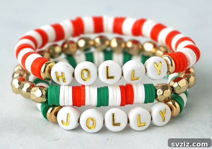 41 Quick & Easy Christmas Crafts to Finish in 15 Minutes 9 Stylish Christmas Heishi Bracelet Set for Holiday Accessory Lovers