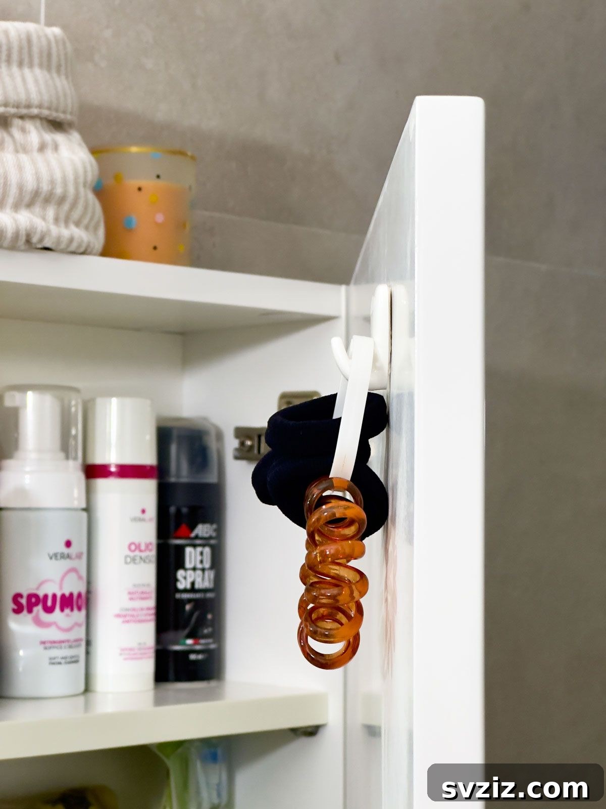 Store Headbands/Hair Ties on a Shower Ring