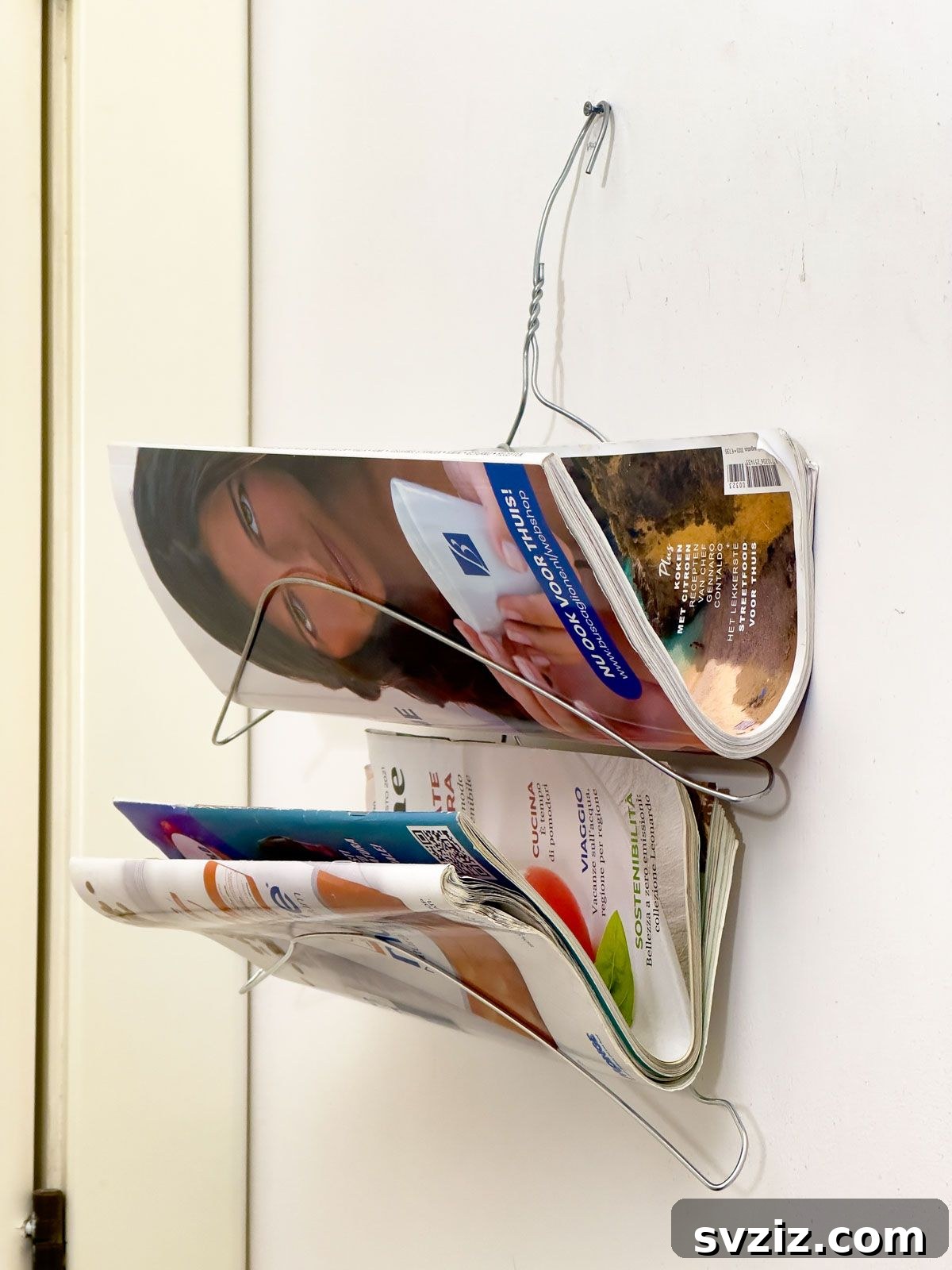 Turn a Hanger into a Magazine Holder