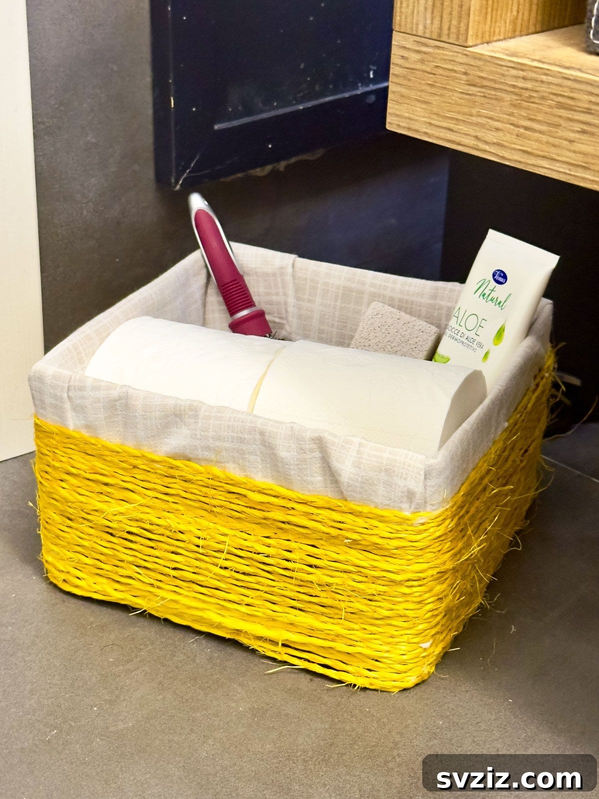 Turn a Cardboard Box into a Bathroom Basket