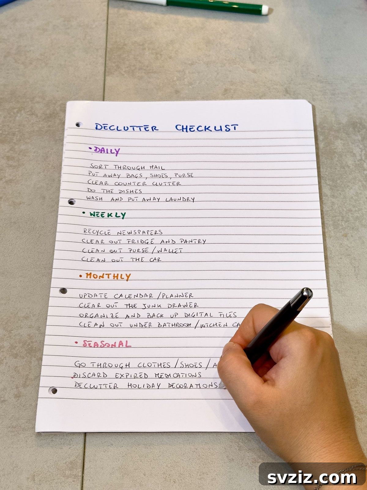 decluttering checklist
