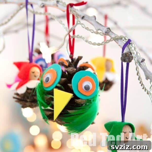 Delightful Pinecone Holiday Projects 14 Easy DIY pinecone owls craft for kids and Christmas decor