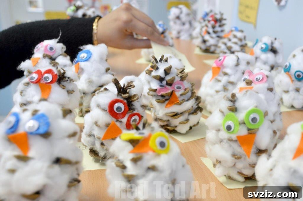 Delightful Pinecone Holiday Projects 18 Adorable DIY pinecone snowy owls for winter decor