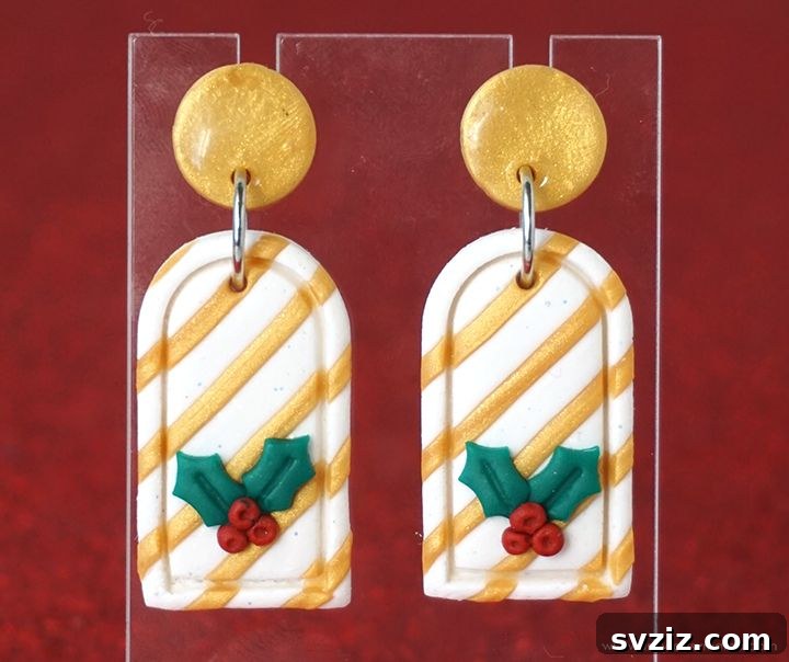 Clay Christmas Holly Earrings