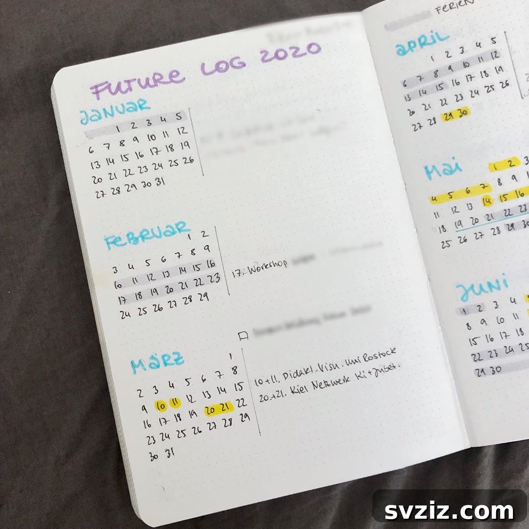 Future forecast minimalist bullet journal for quarterly planning