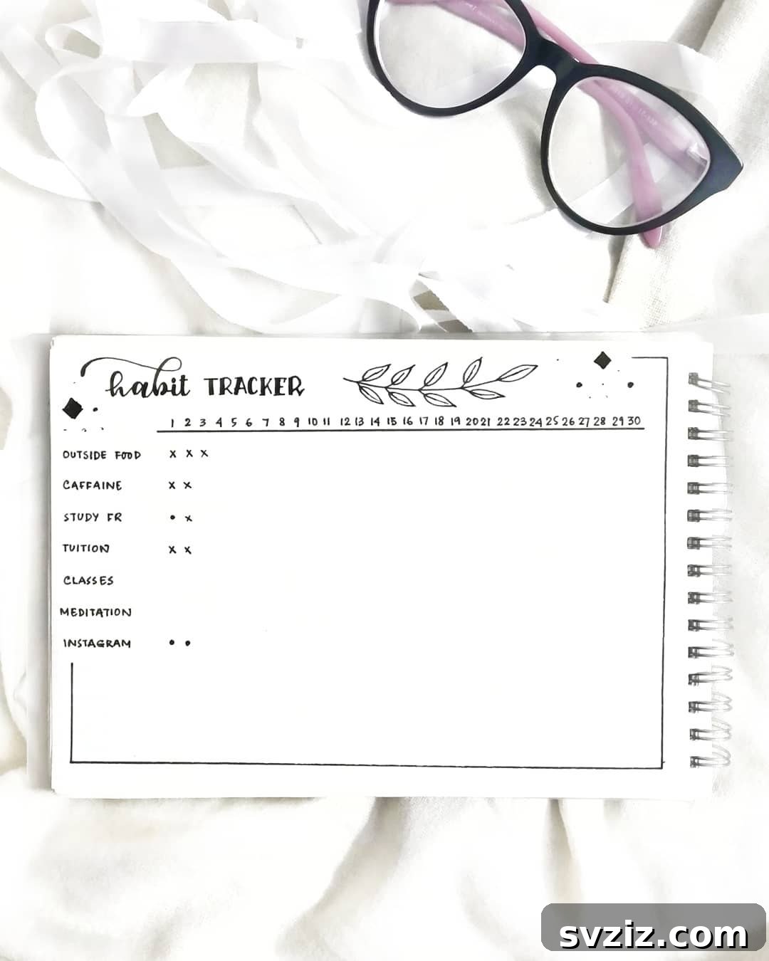 X marks the spot bullet journal for simple habit tracking