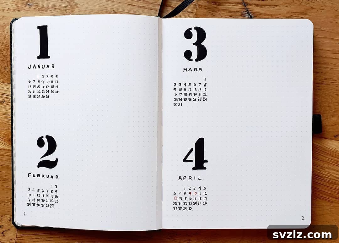Bold bujo minimalist bullet journal with large numbers