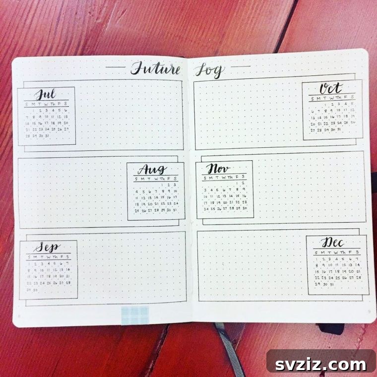 Stylish six months minimalist bullet journal for half-year planning