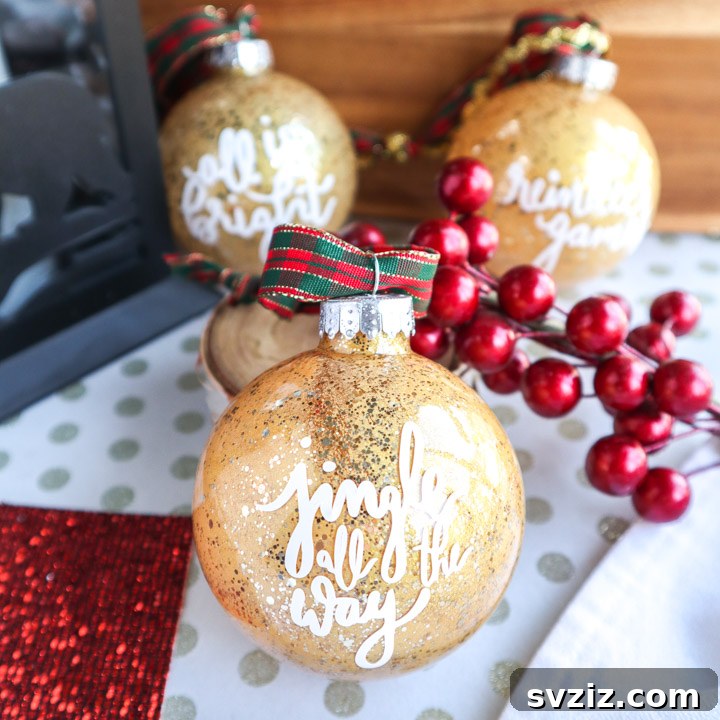 Elegant Golden Glass Christmas Ornaments