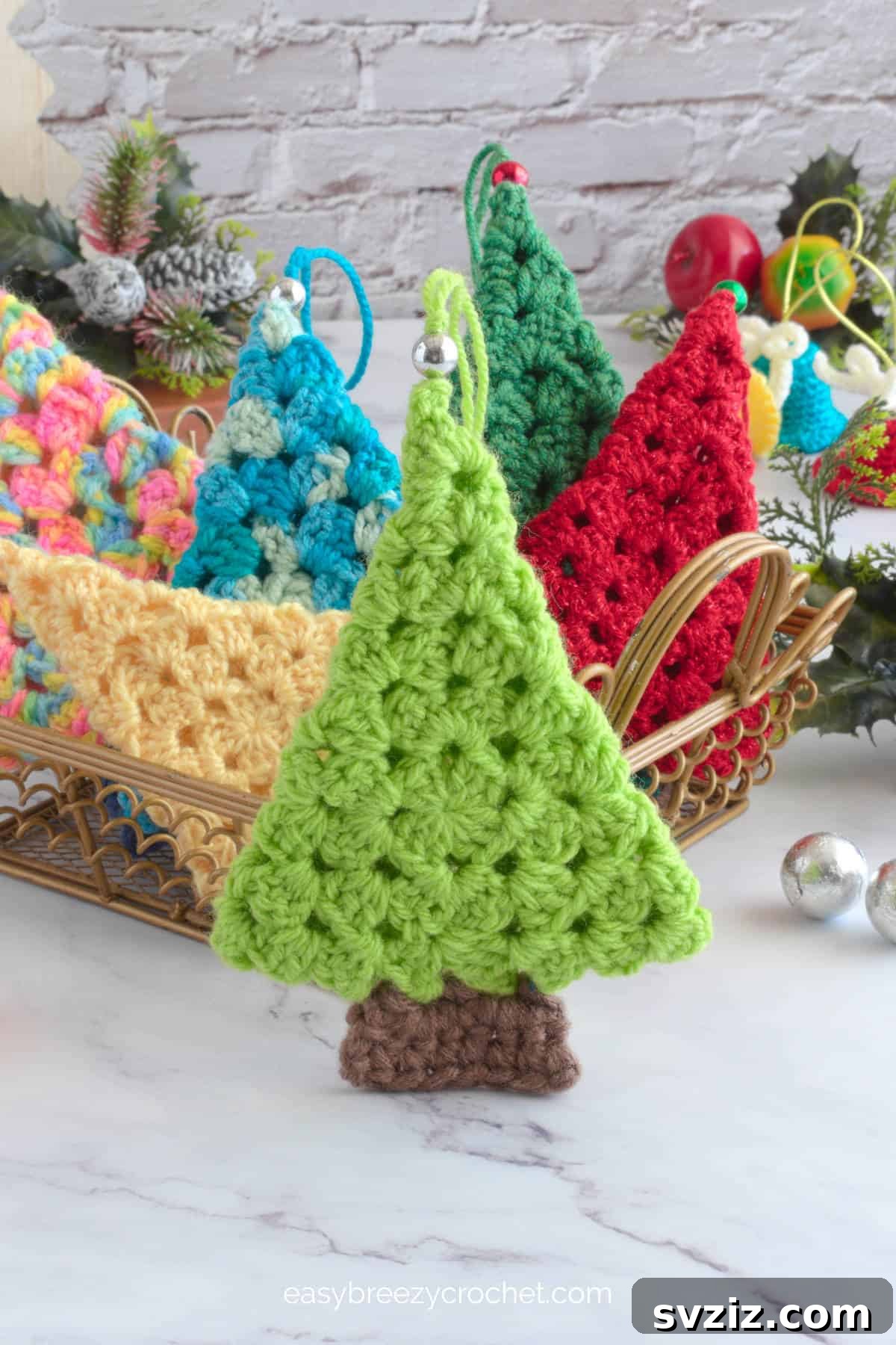Cozy Granny Square Christmas Tree Ornaments