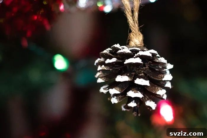 Rustic Snowy Pinecone Ornaments for a Winter Look