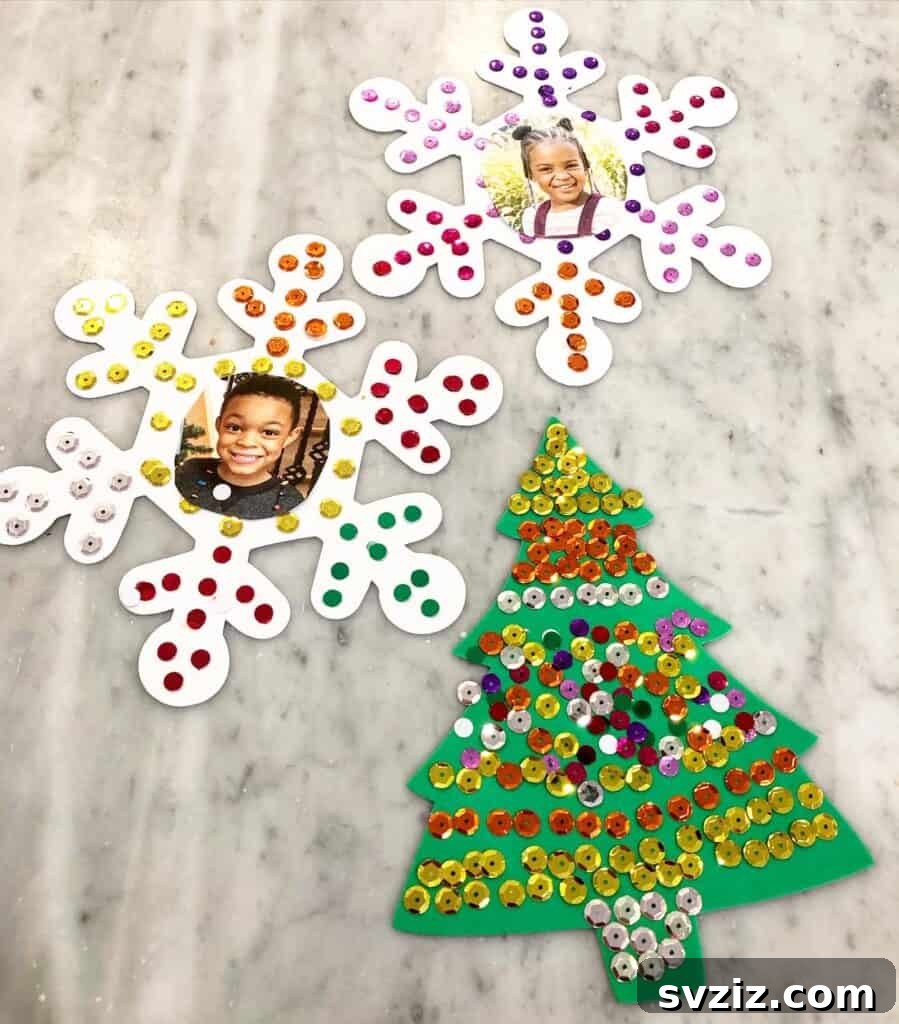 Handmade Snowflake Photo Frame Ornament for Kids
