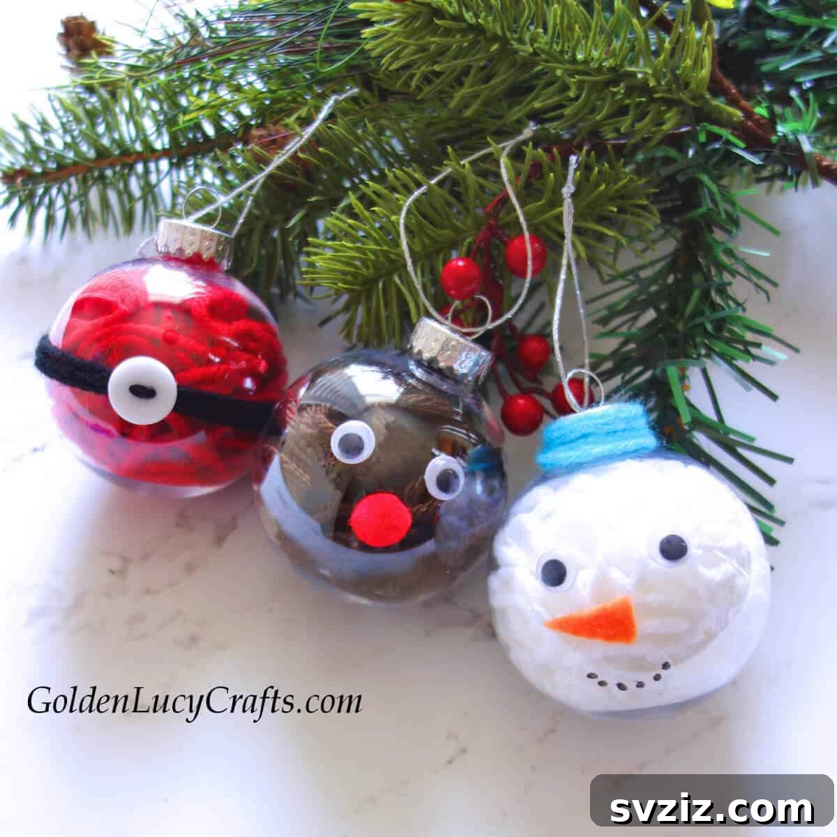 Creative Clear Ball Ornaments with Yarn and Googly Eyes